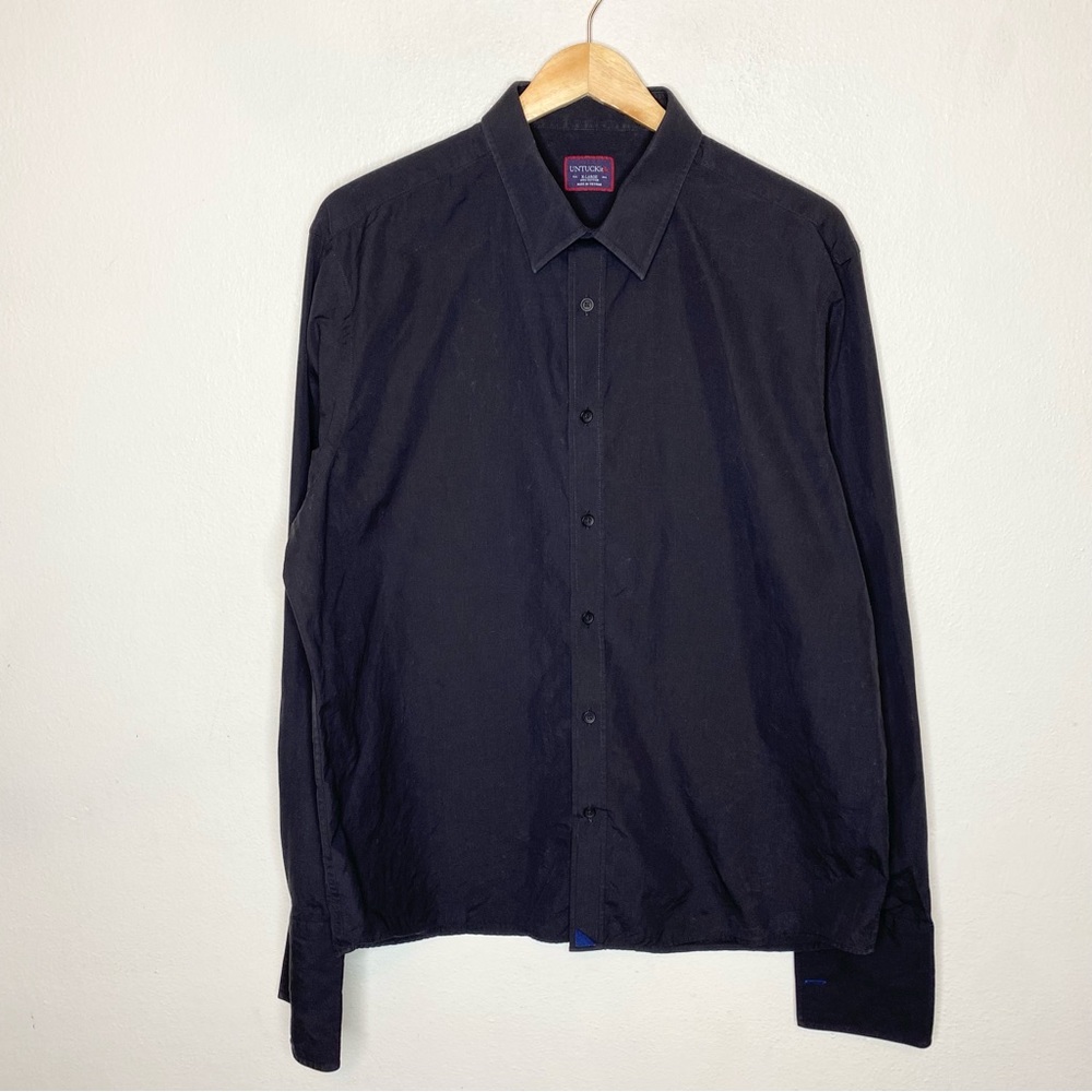 Untuckit Black Button Up Dress Shirt with French Cuffs Size X-Large